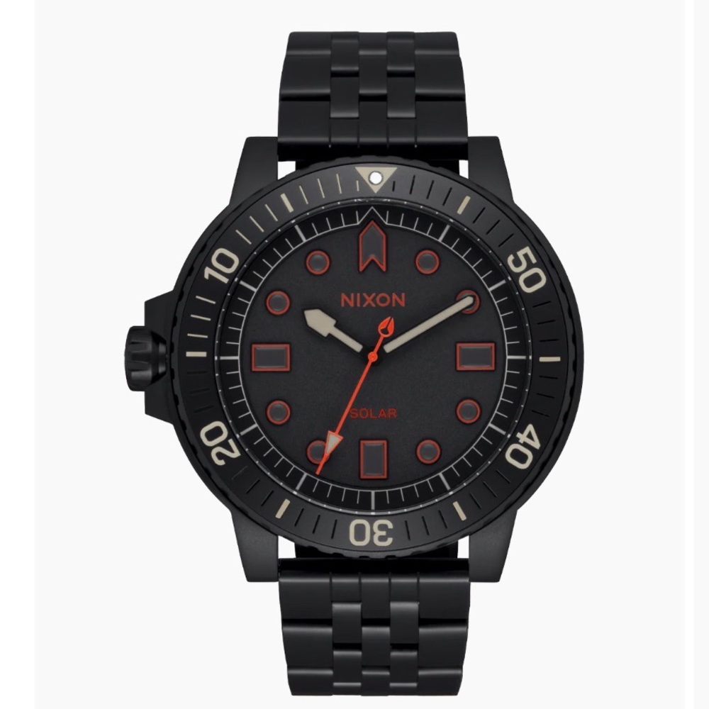 Nixon STINGER 44 Black and red Watch unisex All Black / Lum A1402-1256-00 NWT